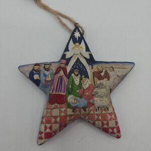 Jim Shore Star Christmas Tree Ornament with the Nativity Scene on Front